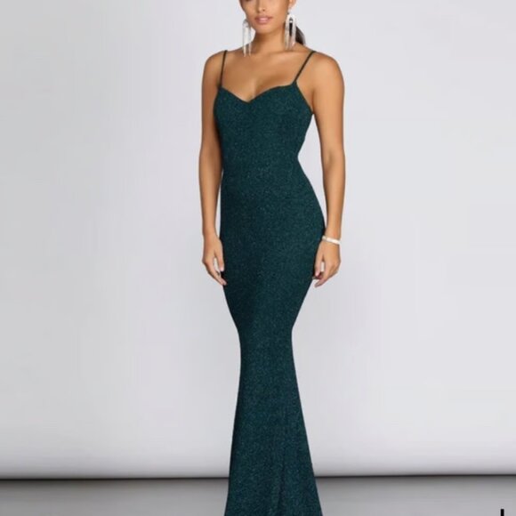 NWT - Windsor - Teal Glittering Evening Gown - Size Medium - Picture 2 of 13